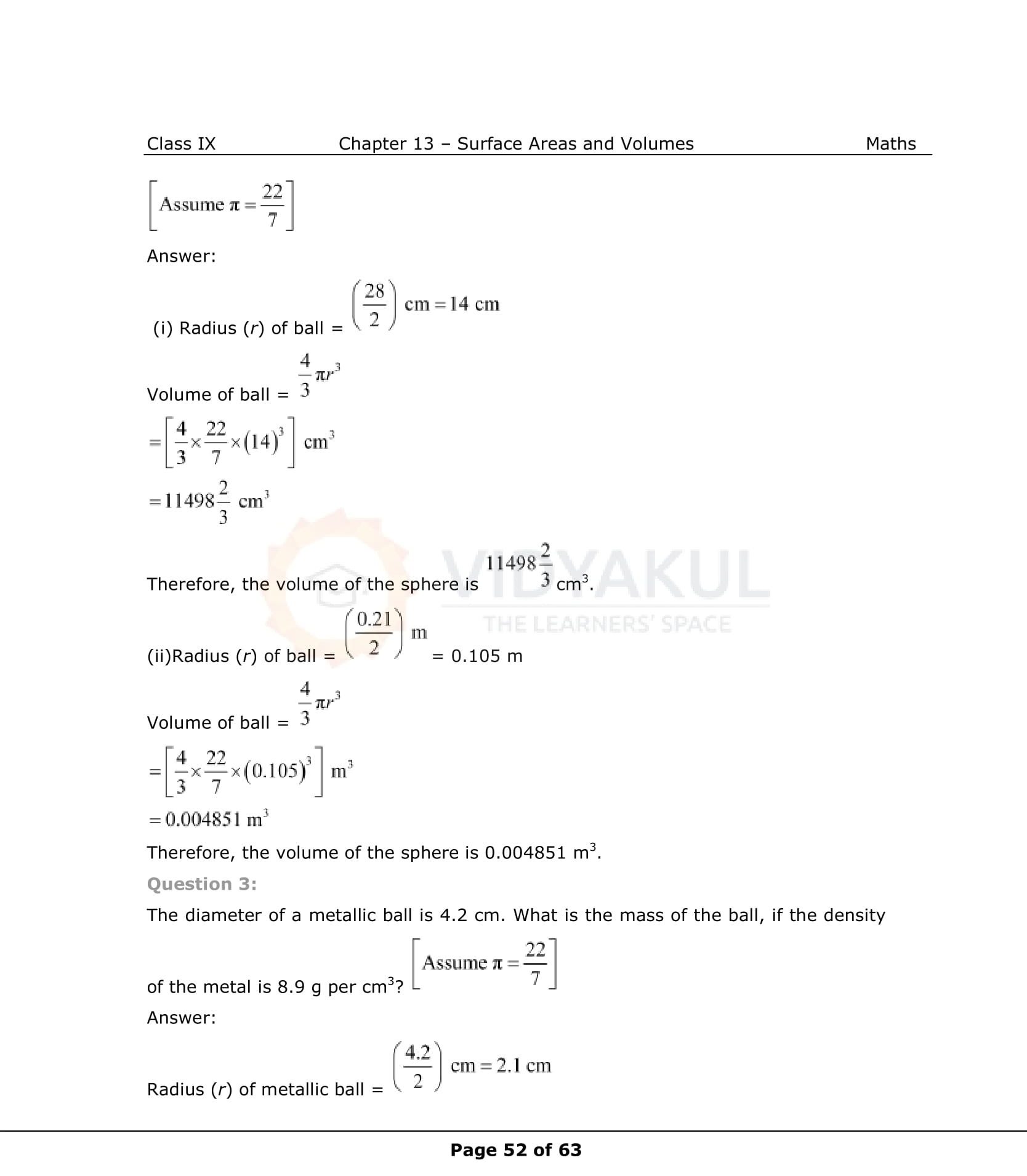 NCERT Solutions For Class 9 Maths Chapter 13