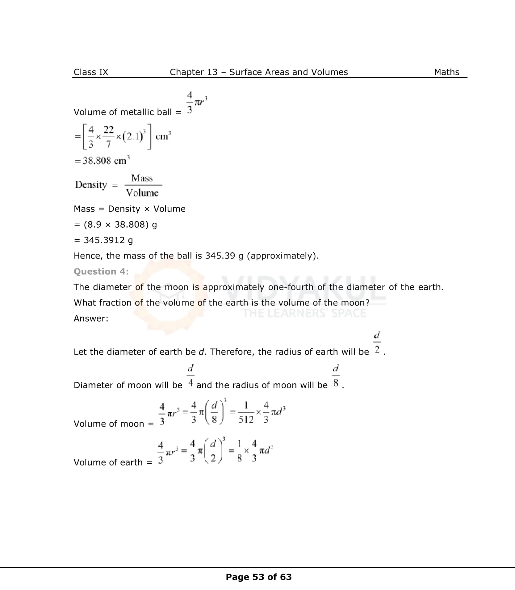 NCERT Solutions For Class 9 Maths Chapter 13