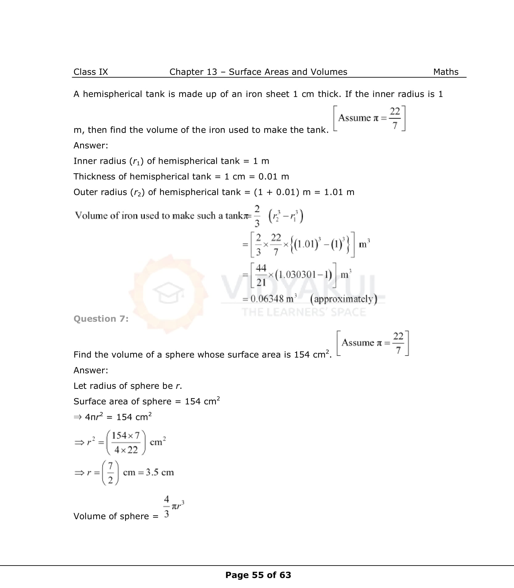 NCERT Solutions For Class 9 Maths Chapter 13