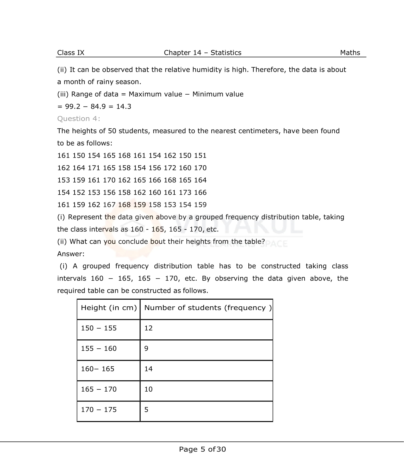 NCERT Solutions For Class 9 Maths Chapter 14