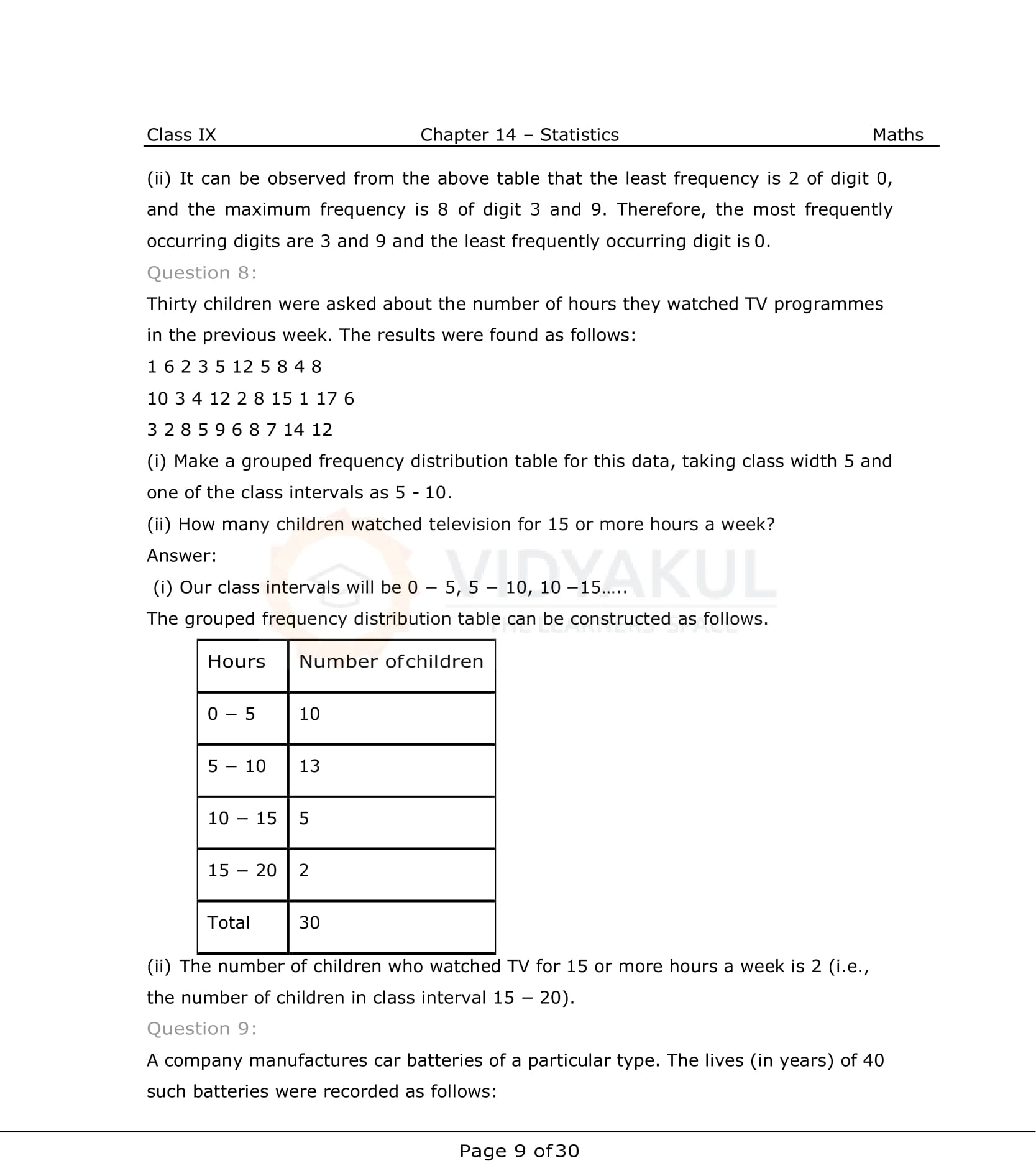 NCERT Solutions For Class 9 Maths Chapter 14