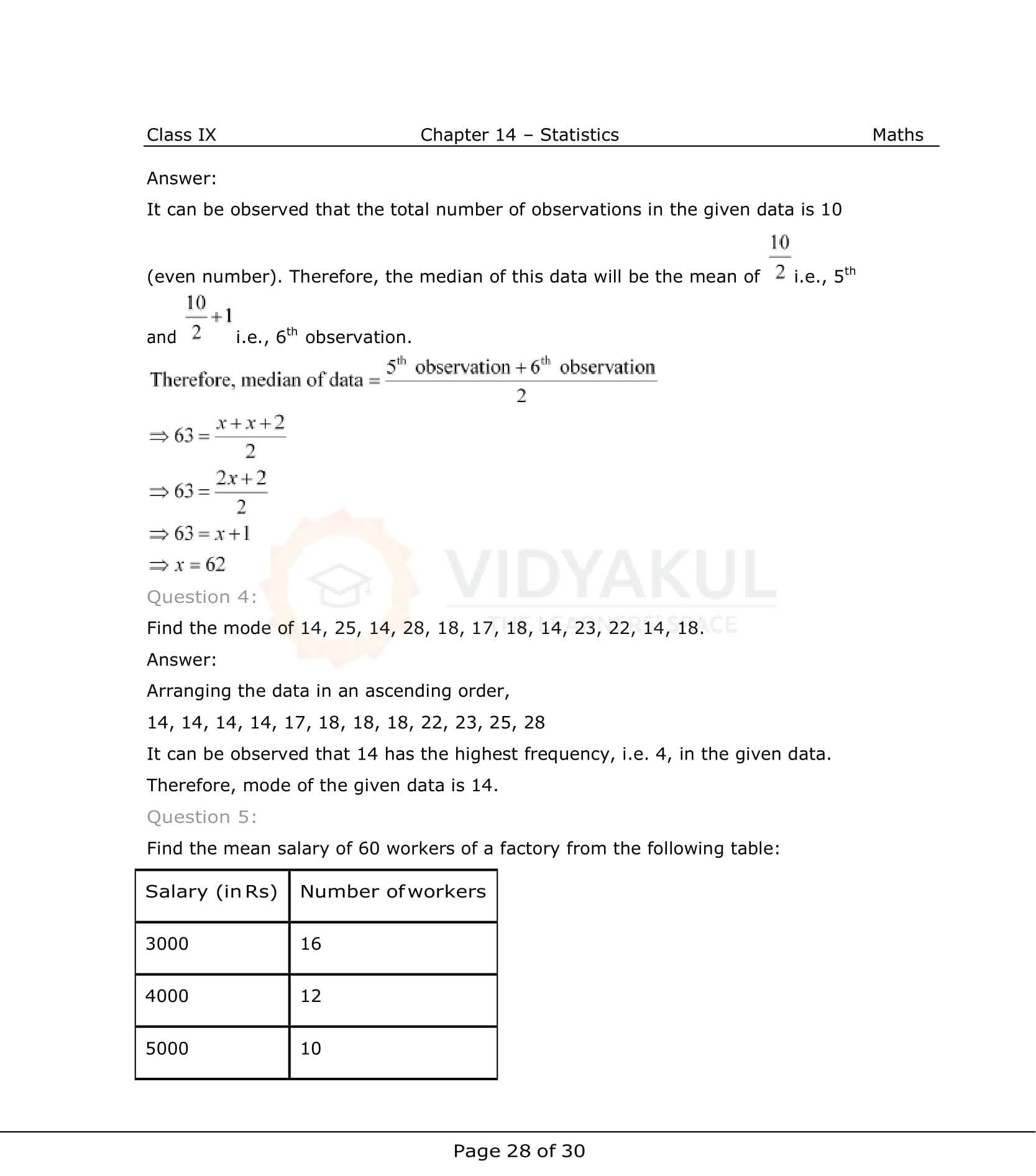 NCERT Solutions For Class 9 Maths Chapter 14