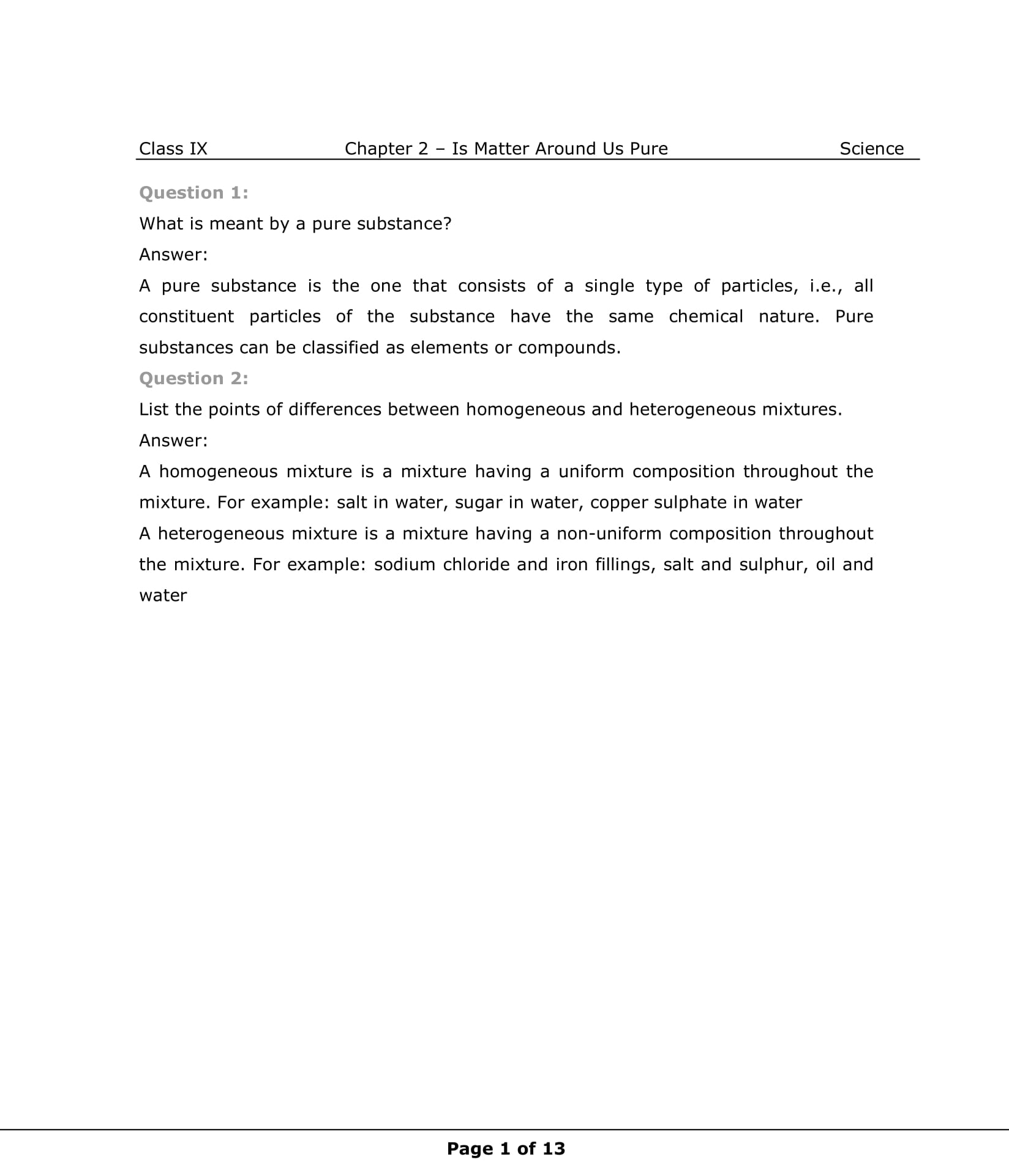 NCERT Solutions For Class 9 Science Chapter 2