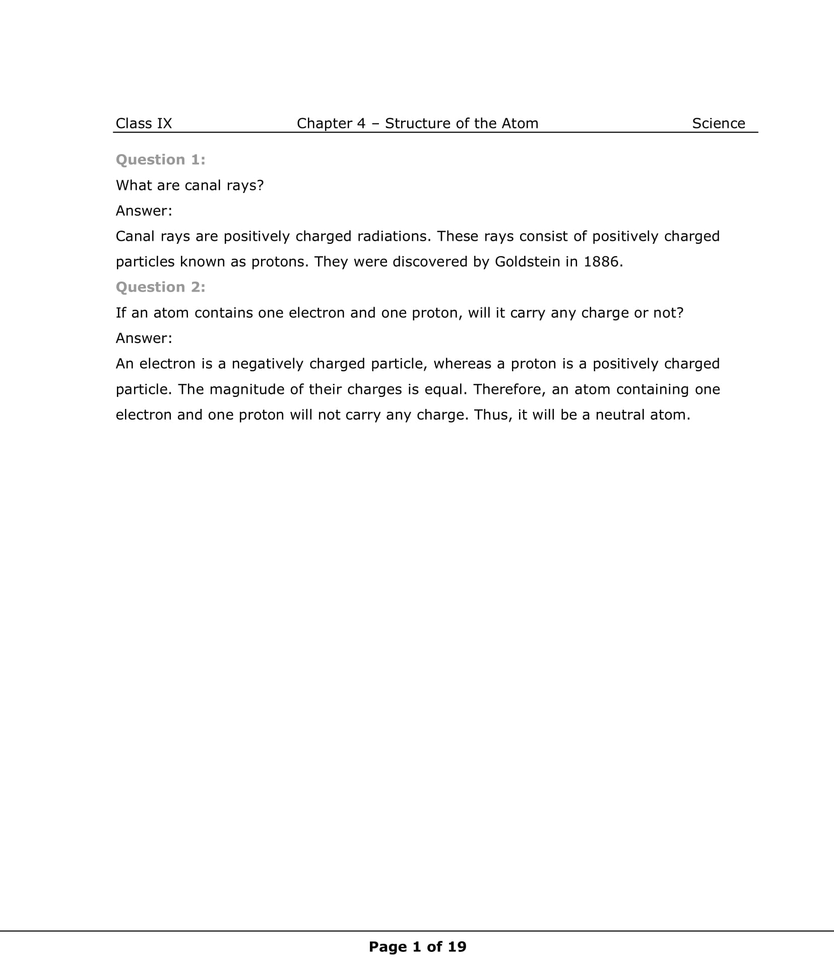 Class 9th Science Structure Of The Atom Ncert Solution Cbse 2023 Class 9th Science Structure Of The Atom Ncert Solution Cbse 2023