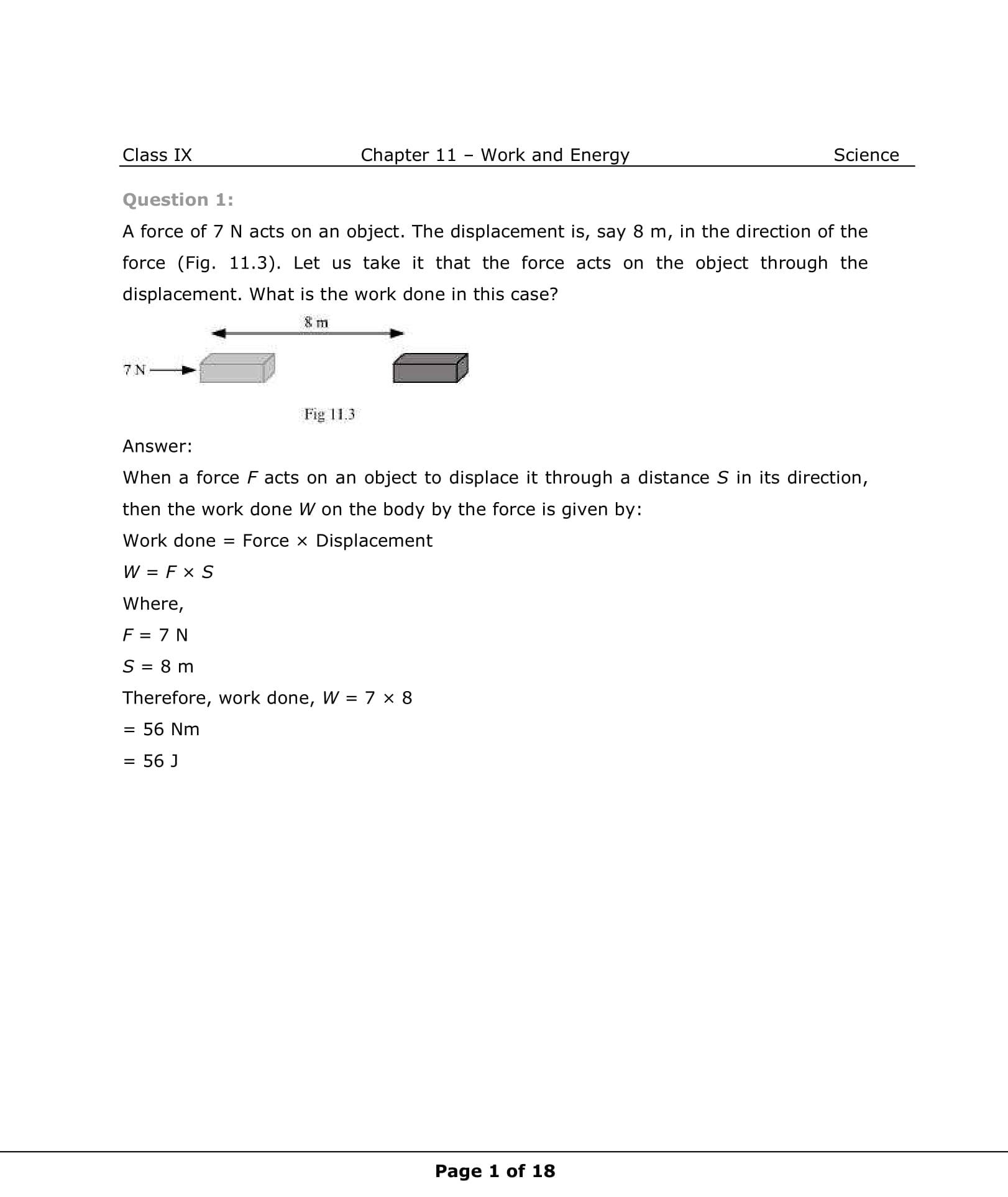 Class 9th Science Work and Energy NCERT Solution CBSE 2023
