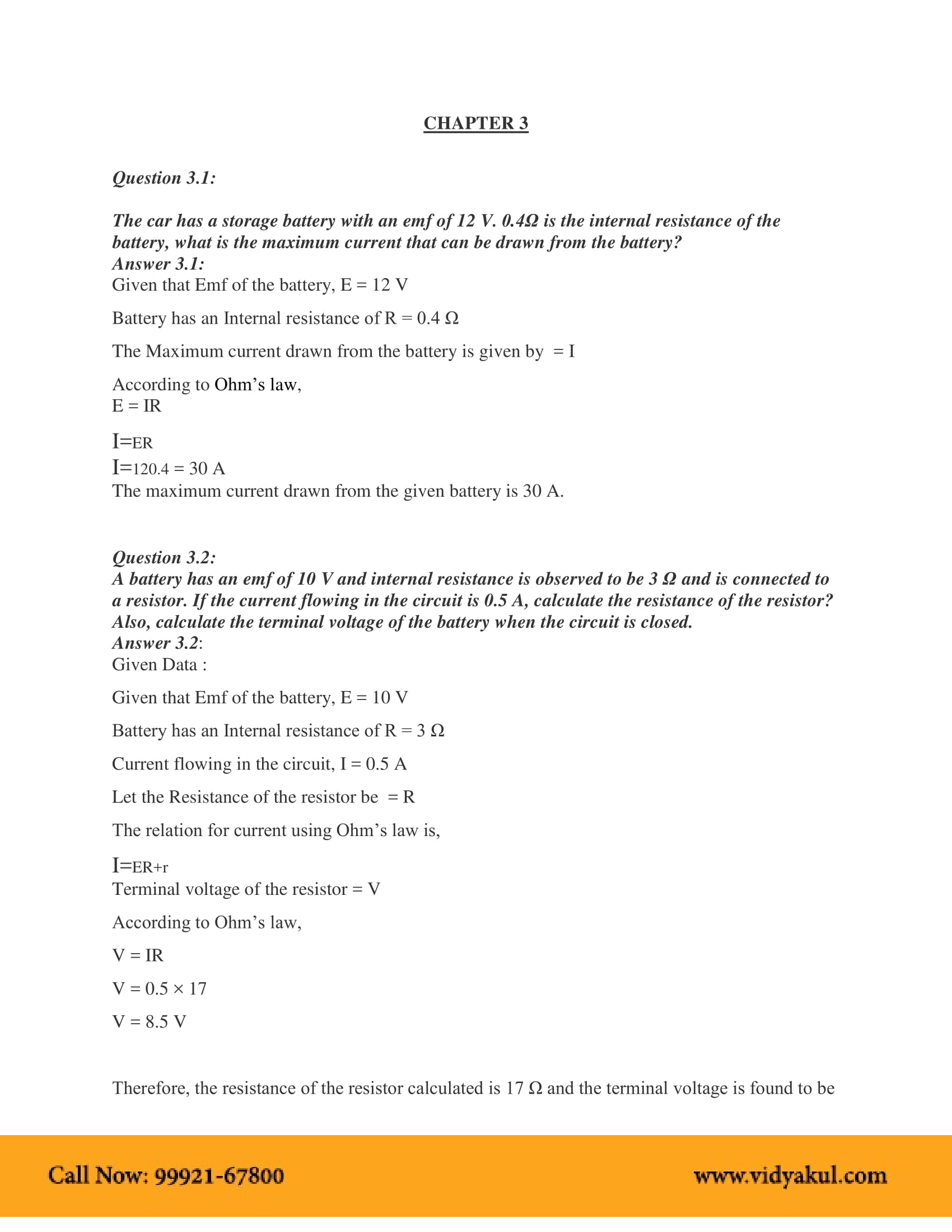 Class 12th Physics Current Electricity NCERT Solution CBSE 2023