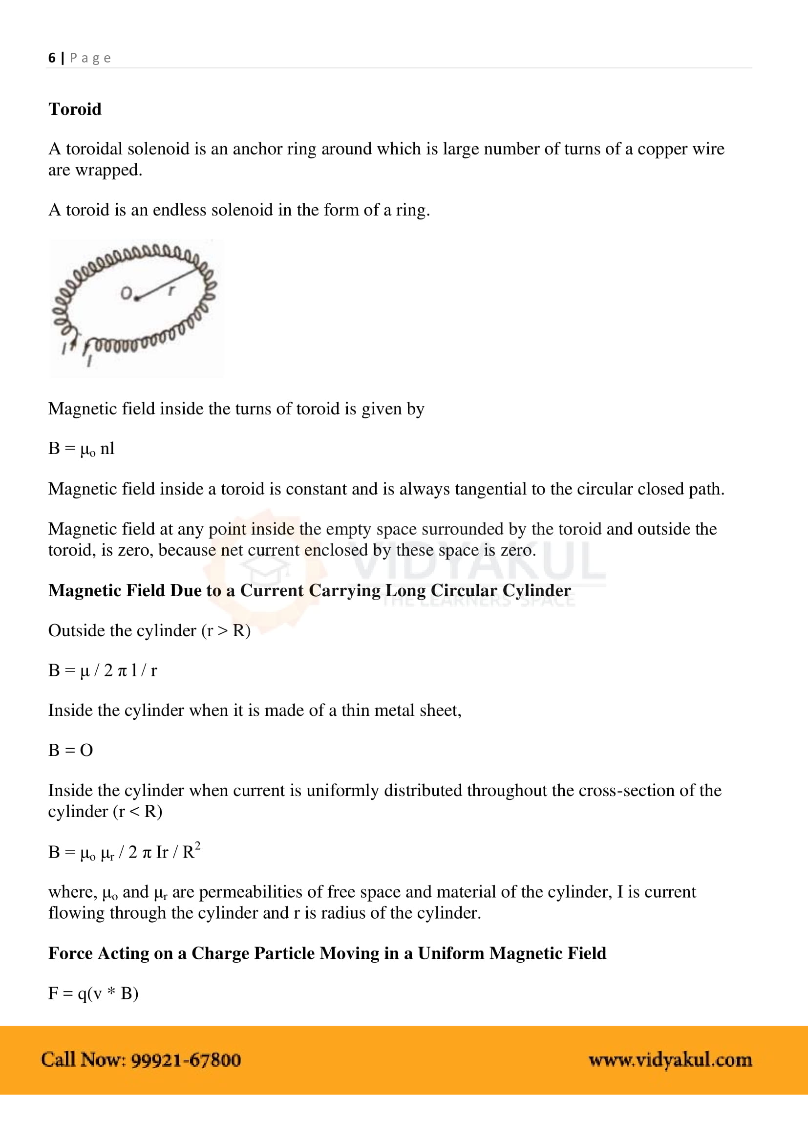 Moving Charges and Magnetism Class 12 Physics Notes Part - 7