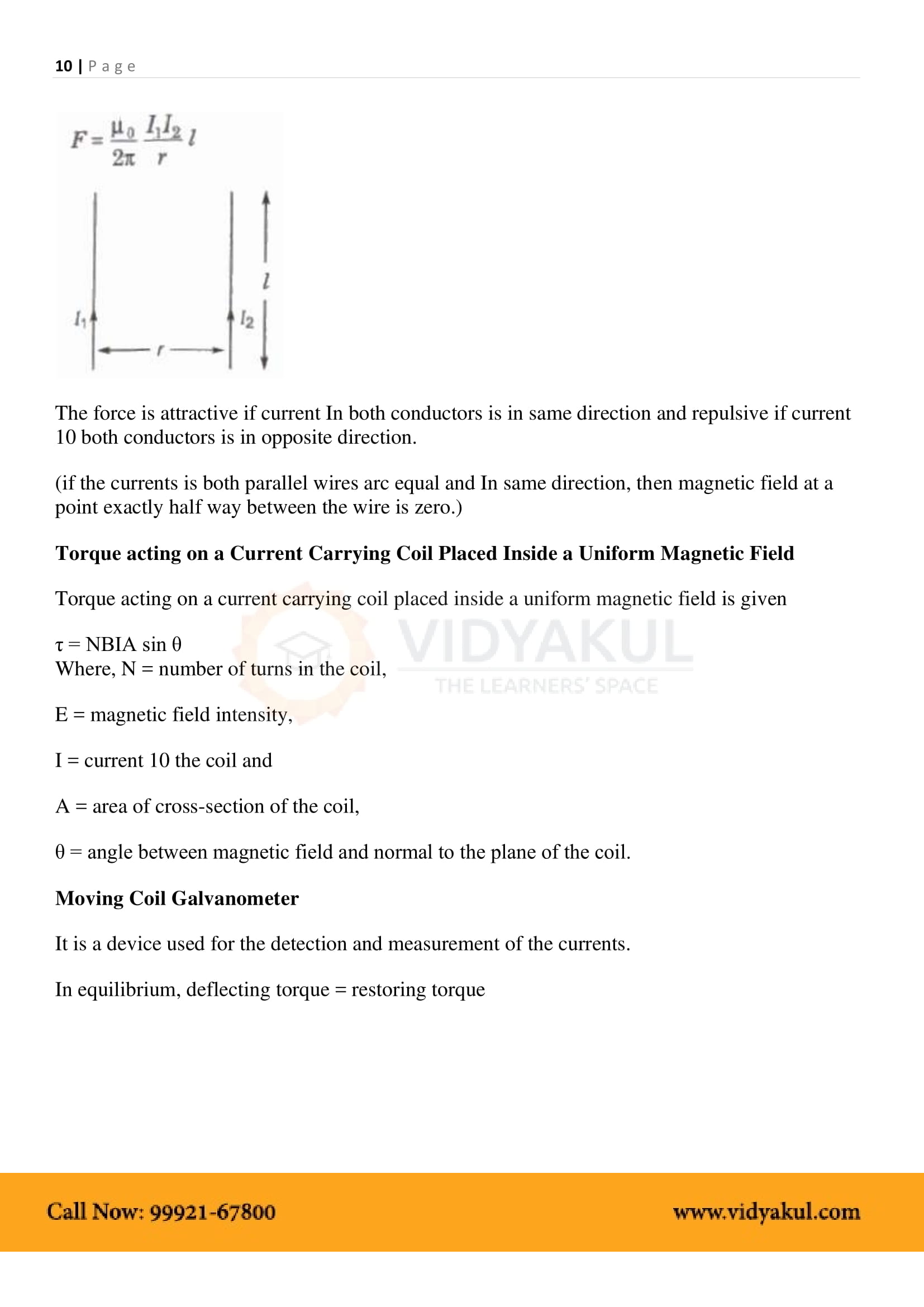 Class 12th Moving Charges and Magnetism. NCERT Notes CBSE 2023