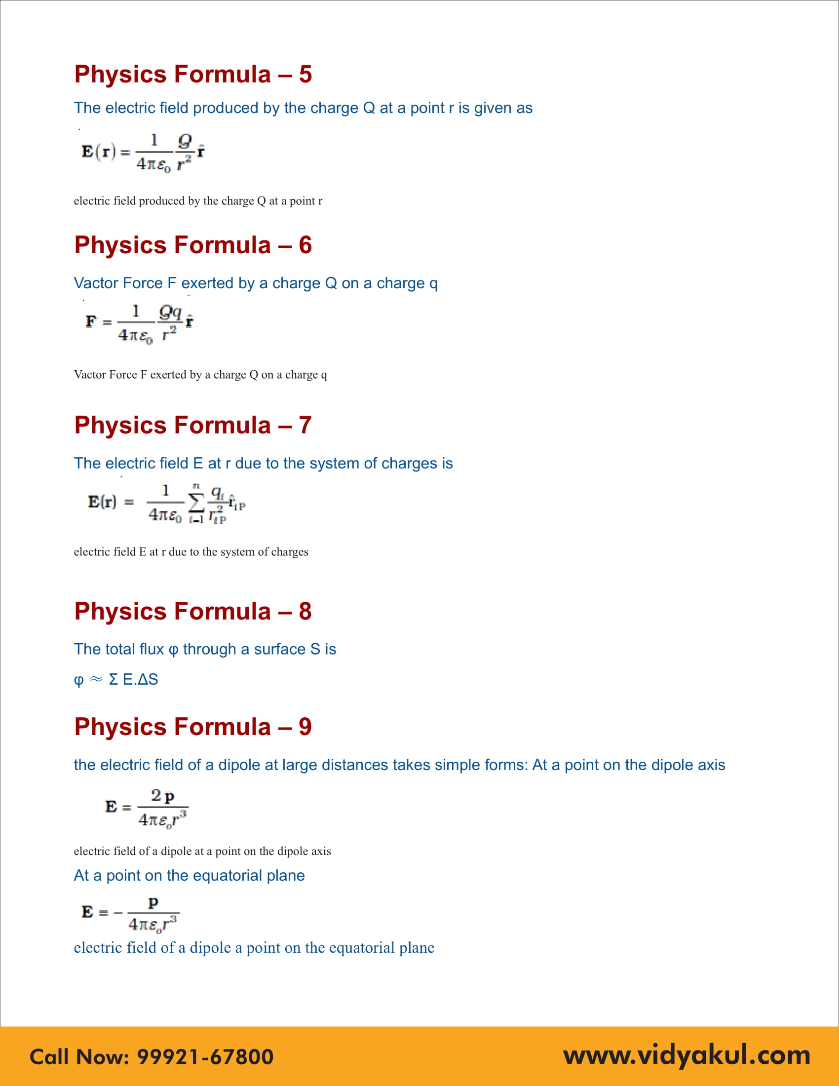 Electric Charges And Fields Class 12 Notes Vidyakul