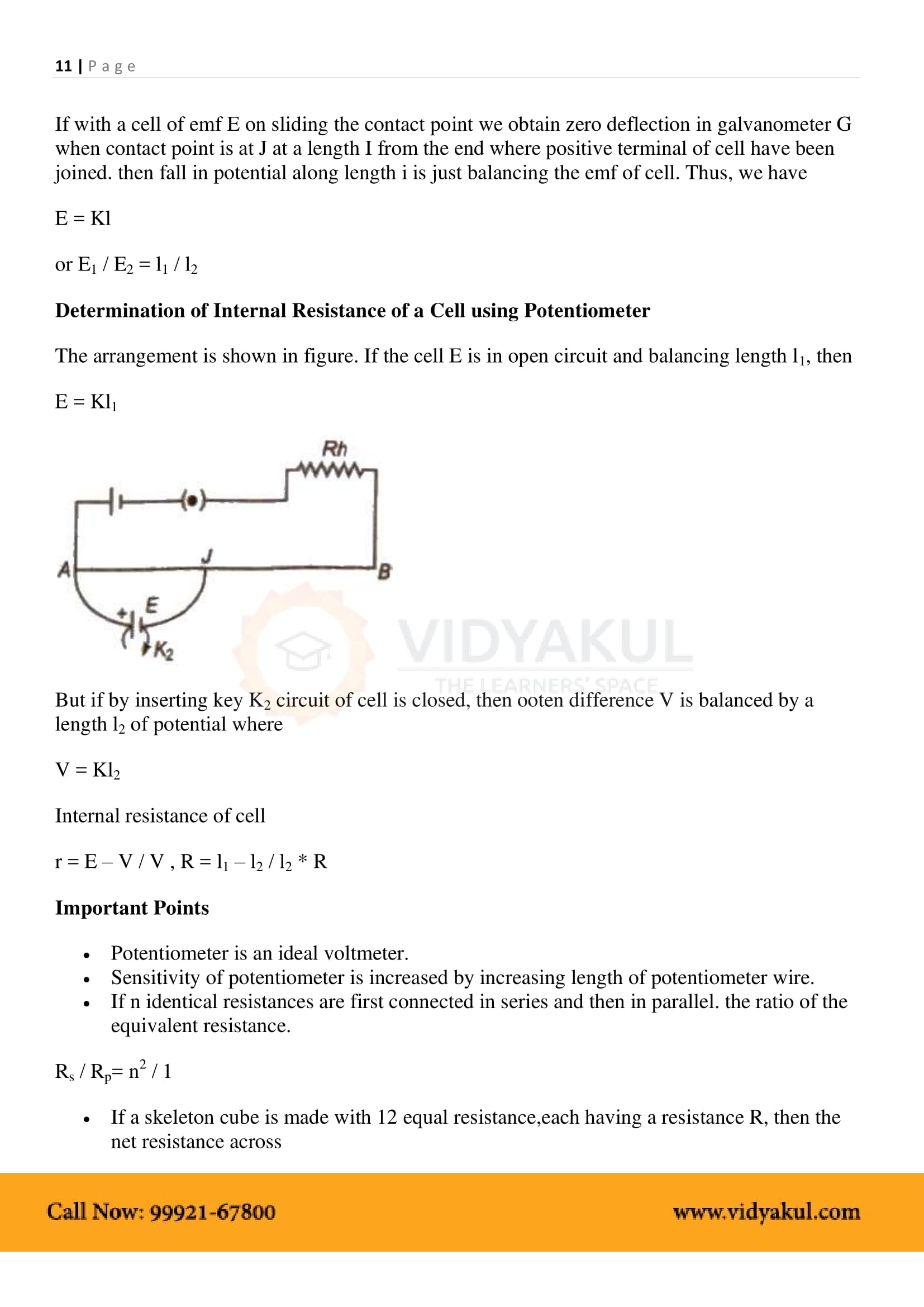 Class 12th Physics Current Electricity Ncert Notes Cbse 2023